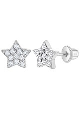 extraordinary little silver star clear cz baby birthstone earrings